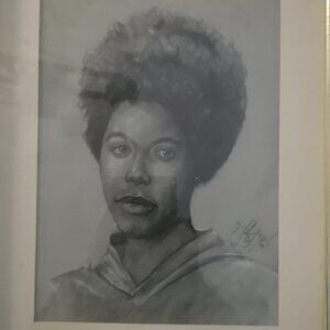 70s vintage self portrait. Germaine. conte pastel on watercolor paper